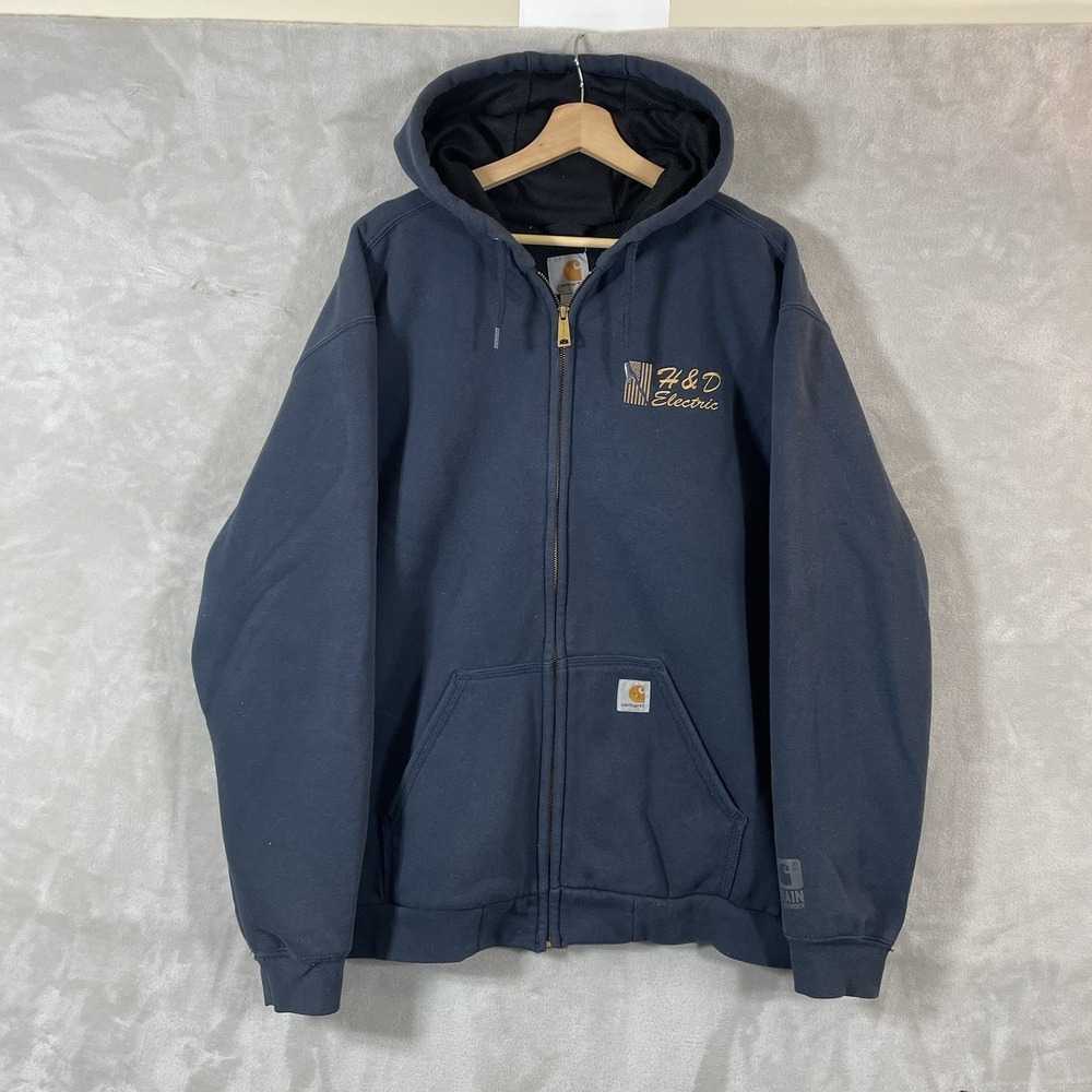 Carhartt Rain Defender Rutland Hoodie Mens XL Thermal Lined Full Zip 100632-472